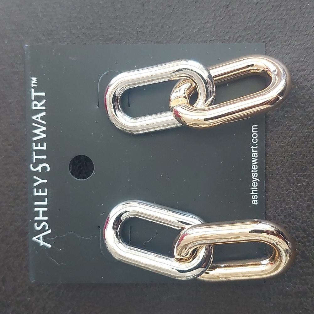 New Ashley Stewart chain link post earrings
